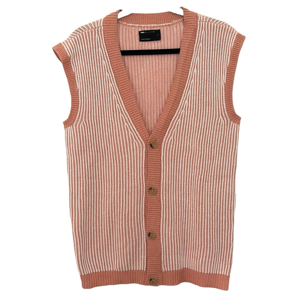 Asos Men's Oversized Pink Cardigan Sweater Vest Sz S‎